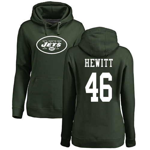 New York Jets Green Women Neville Hewitt Name and Number Logo NFL Football #46 Pullover Hoodie Sweatshirts